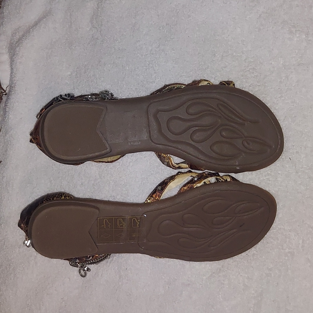 Leopard Rinestone Sandals Size 38 - Picture 3 of 4